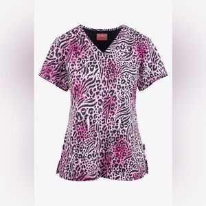 Animal print scrub top